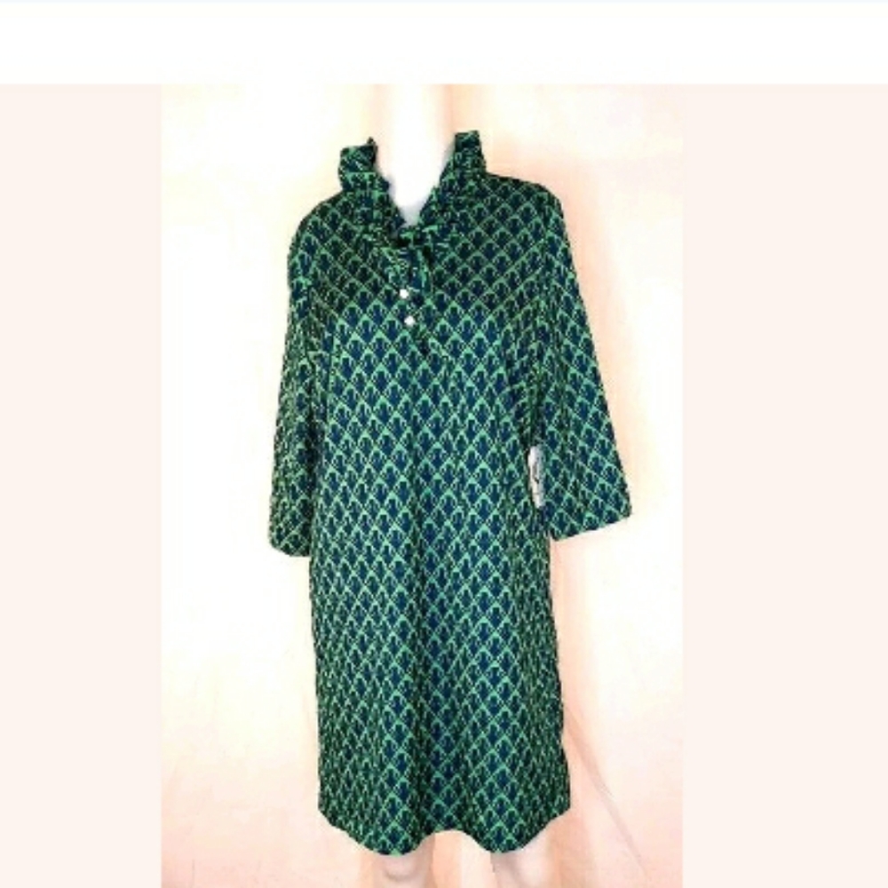 Sawyer Blue Green V-neck 3/4 Sleeves Shift dress S